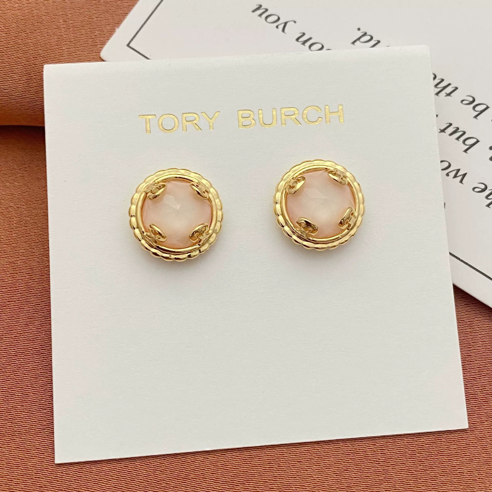 Tory Burch Acrylic Round Stud Earrings Metal
